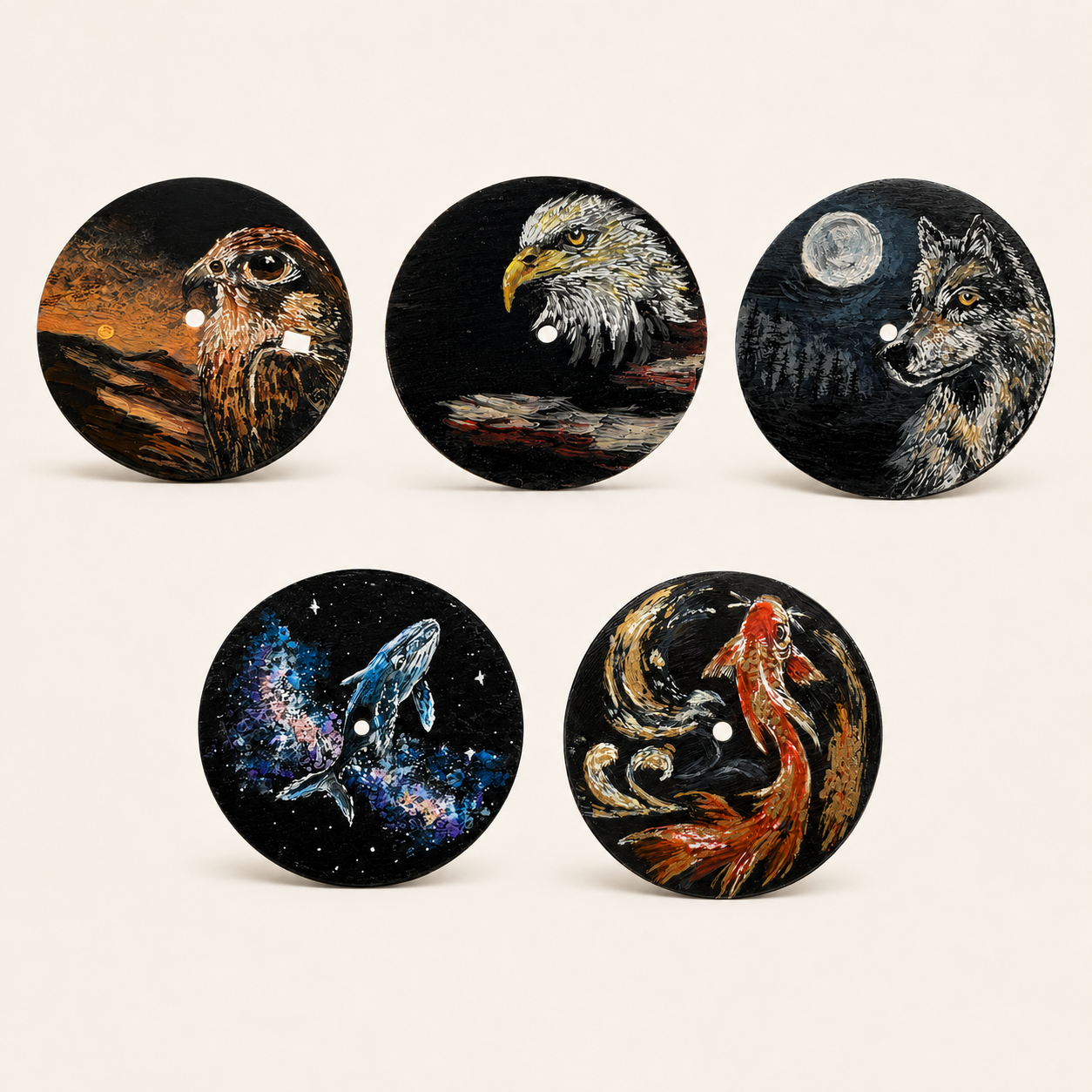 Five original hand-painted watch dials