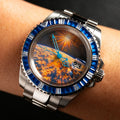 Blue Diamond Bezel Space Sunrise Art Dial Dive Automatic Watch - Watch Mod Lab