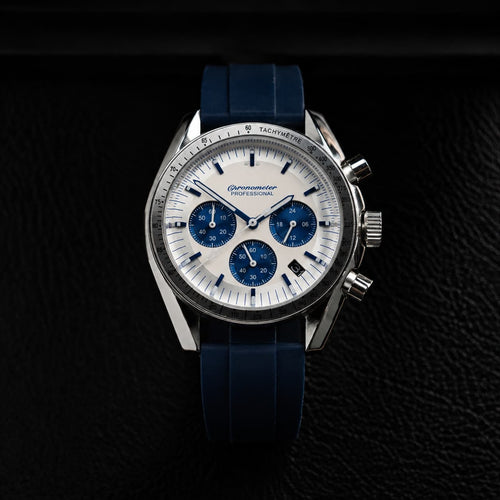 Blue Panda Dial Rubber Strap Sport Chronograph Watch - Watch Mod Lab