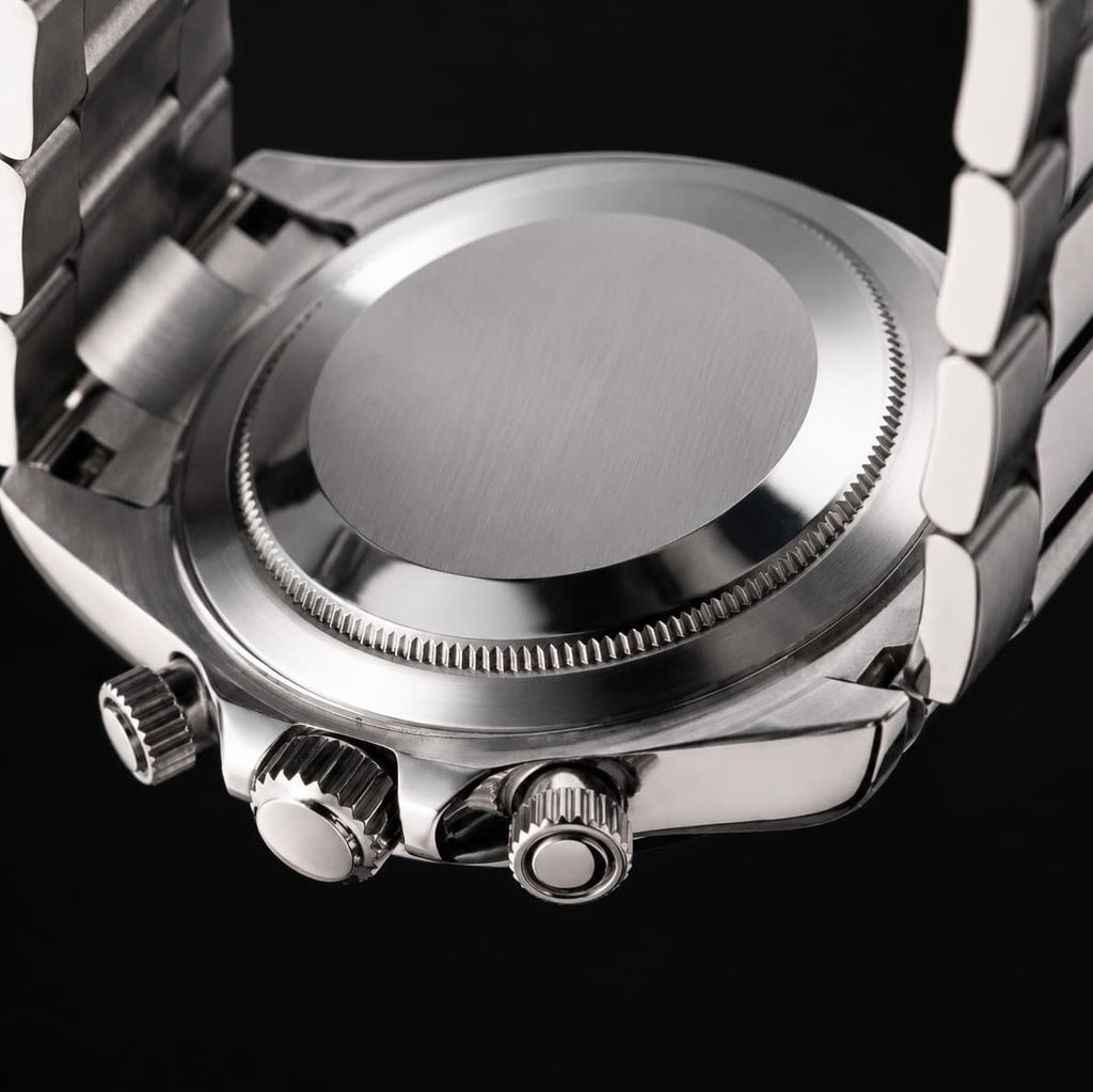 Blue Panda Dial Steel Bracelet Sport Chronograph Watch - Watch Mod Lab