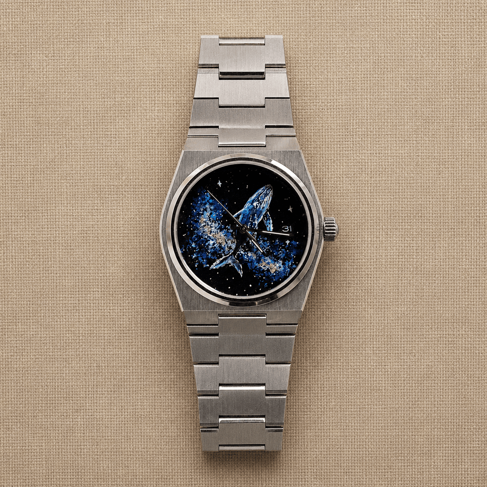 Cosmic Whale — Hand-Painted Automatic Watch - Watch Mod Lab