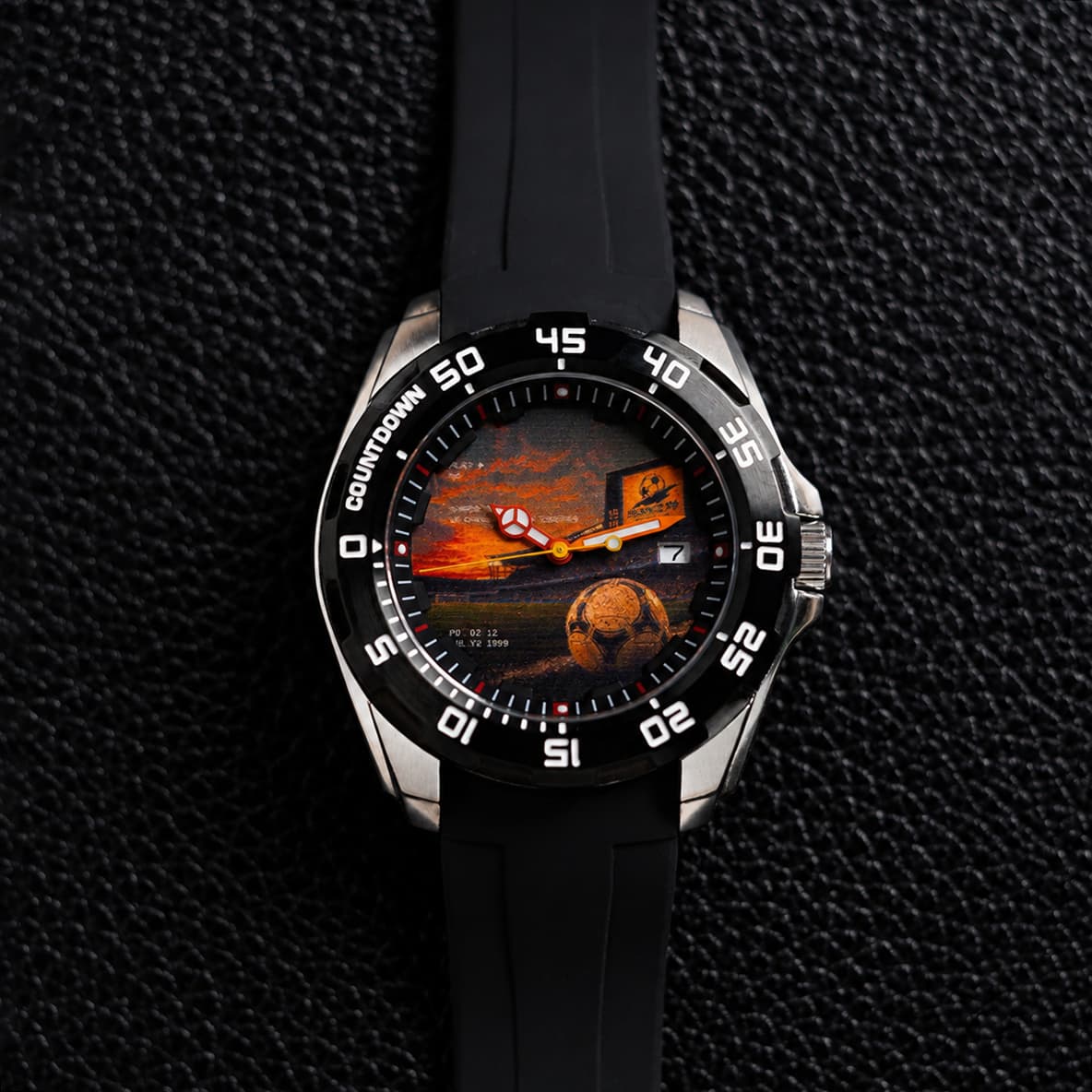 Court Sunset Art Dial Black Bezel Automatic Watch - Watch Mod Lab