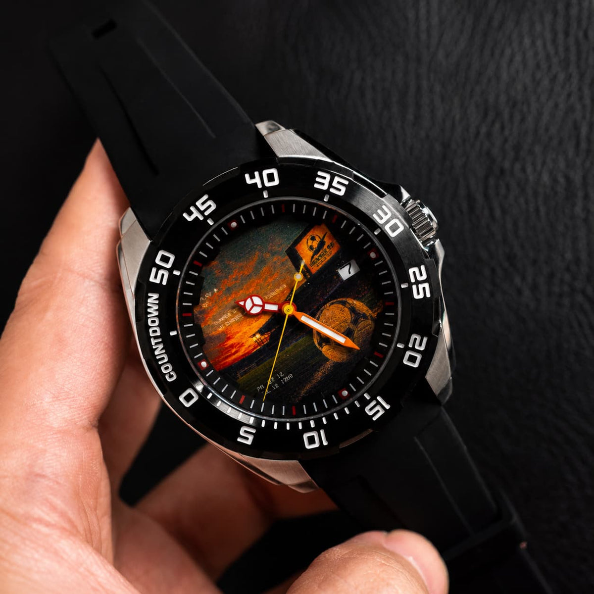 Court Sunset Art Dial Black Bezel Automatic Watch - Watch Mod Lab