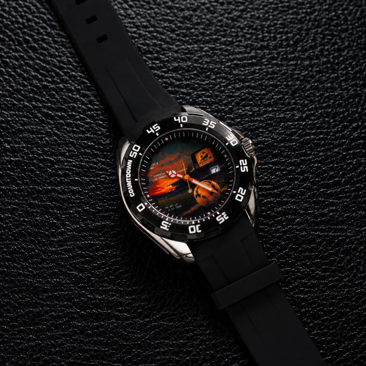 Court Sunset Art Dial Black Bezel Automatic Watch - Watch Mod Lab