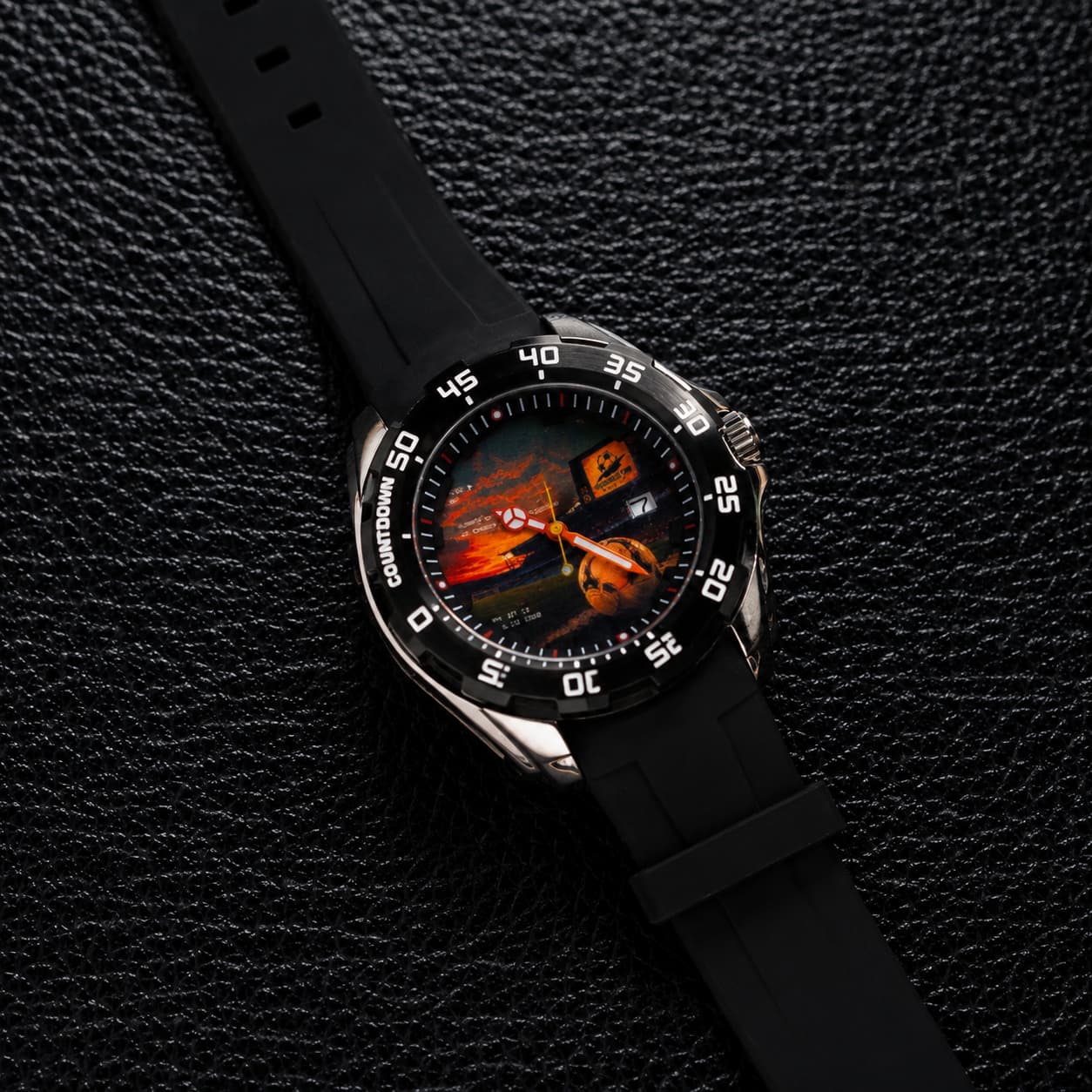 Court Sunset Art Dial Black Bezel Automatic Watch - Watch Mod Lab