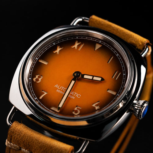 Cushion Case Orange Dial Vintage Dive Automatic Watch - Watch Mod Lab