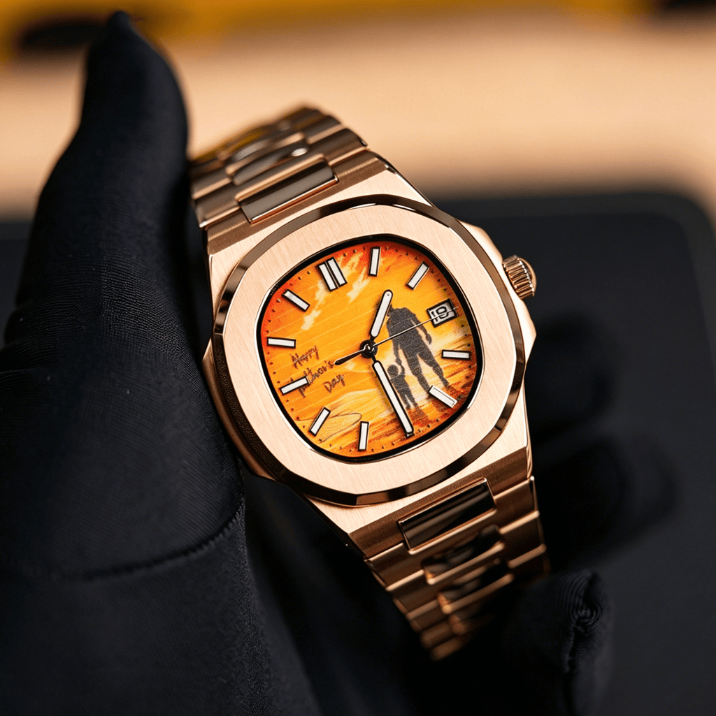 Custom Silhouette Photo Watch - Personalized Automatic Men's Watch (Rose Gold) - Watch Mod Lab