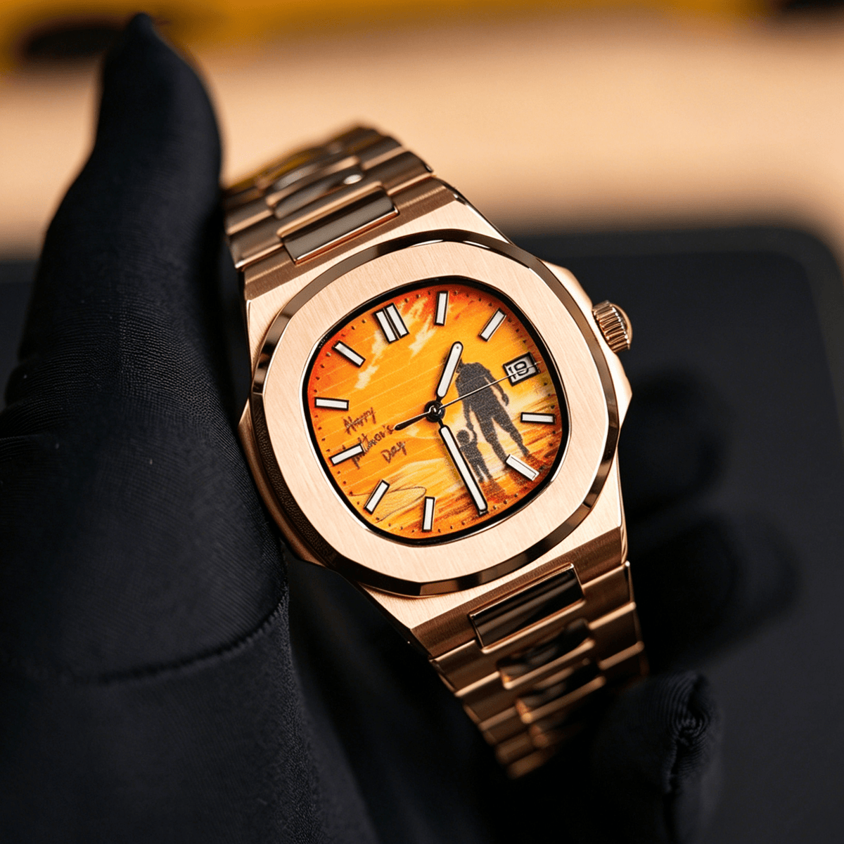 Custom Silhouette Photo Watch - Personalized Automatic Men's Watch (Rose Gold) - Watch Mod Lab