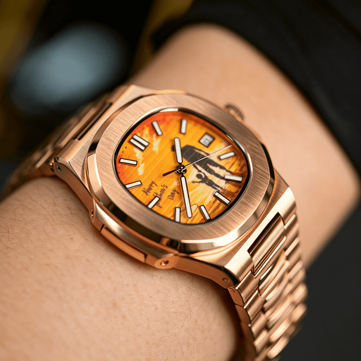 Custom Silhouette Photo Watch - Personalized Automatic Men's Watch (Rose Gold) - Watch Mod Lab