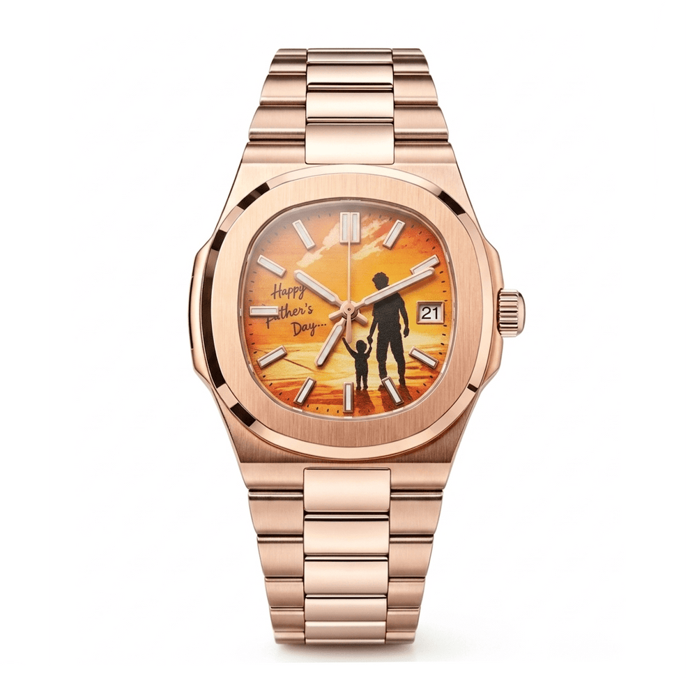 Custom Silhouette Photo Watch - Personalized Automatic Men's Watch (Rose Gold) - Watch Mod Lab
