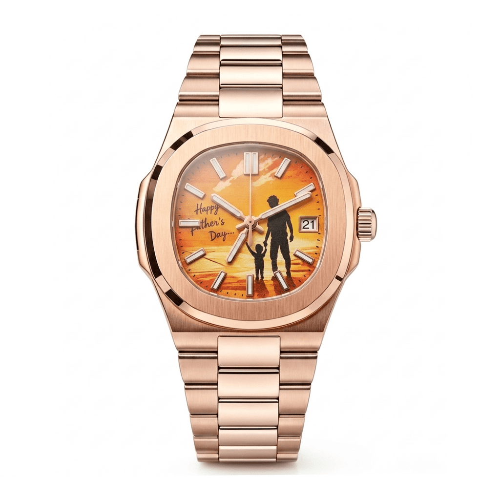 Custom Silhouette Photo Watch - Personalized Automatic Men's Watch (Rose Gold) - Watch Mod Lab