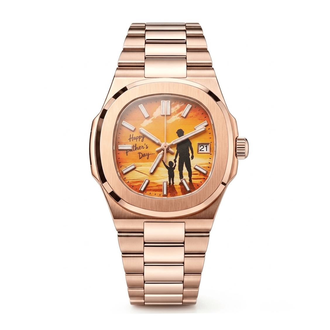 Custom Silhouette Photo Watch - Personalized Automatic Men's Watch (Rose Gold) - Watch Mod Lab