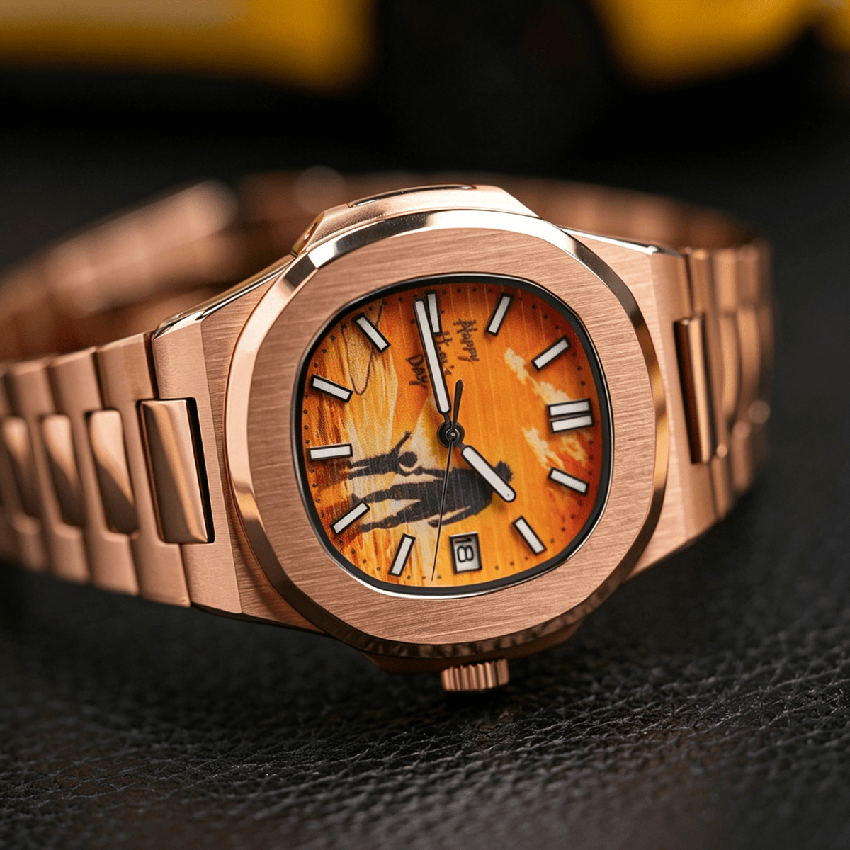 Custom Silhouette Photo Watch - Personalized Automatic Men's Watch (Rose Gold) - Watch Mod Lab