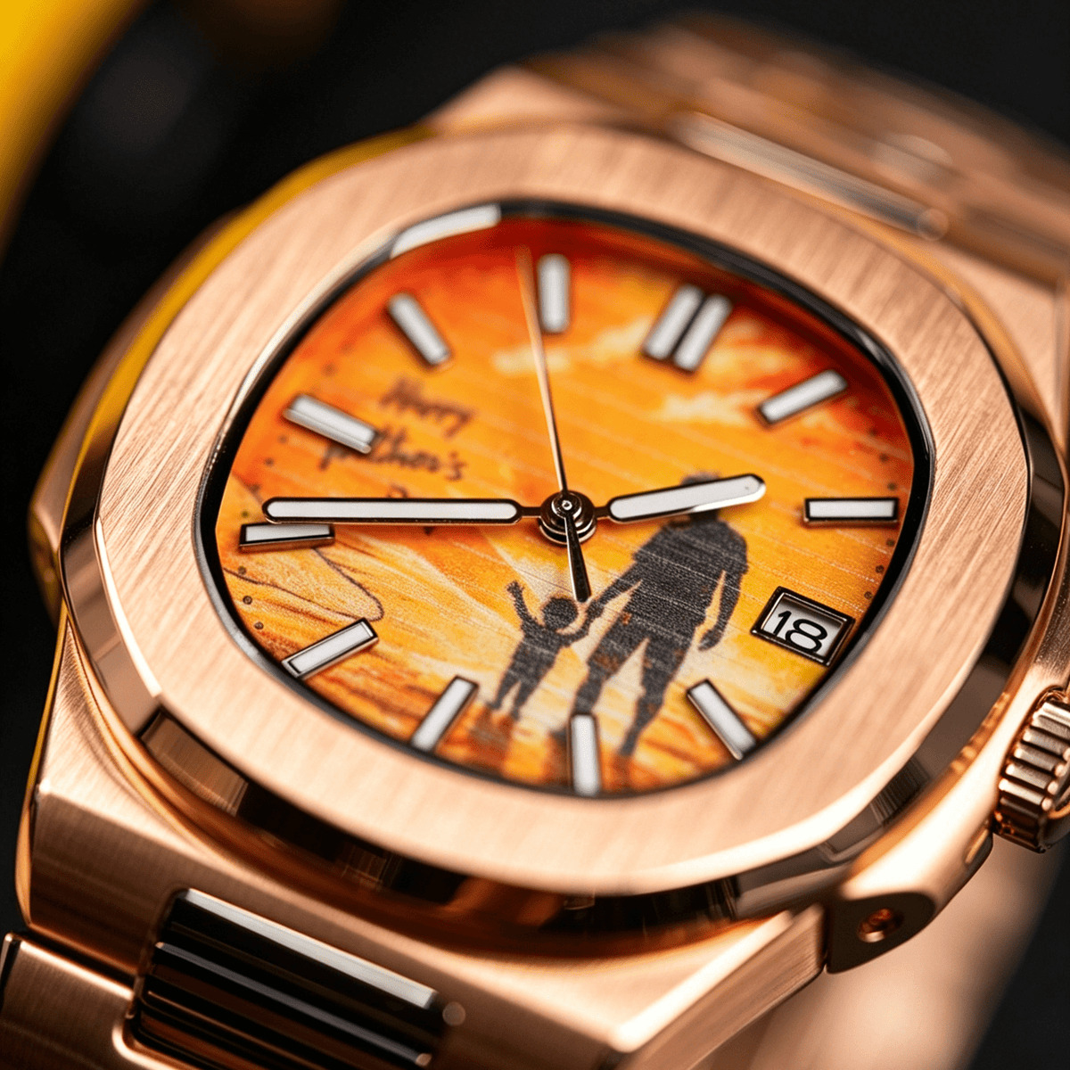 Custom Silhouette Photo Watch - Personalized Automatic Men's Watch (Rose Gold) - Watch Mod Lab