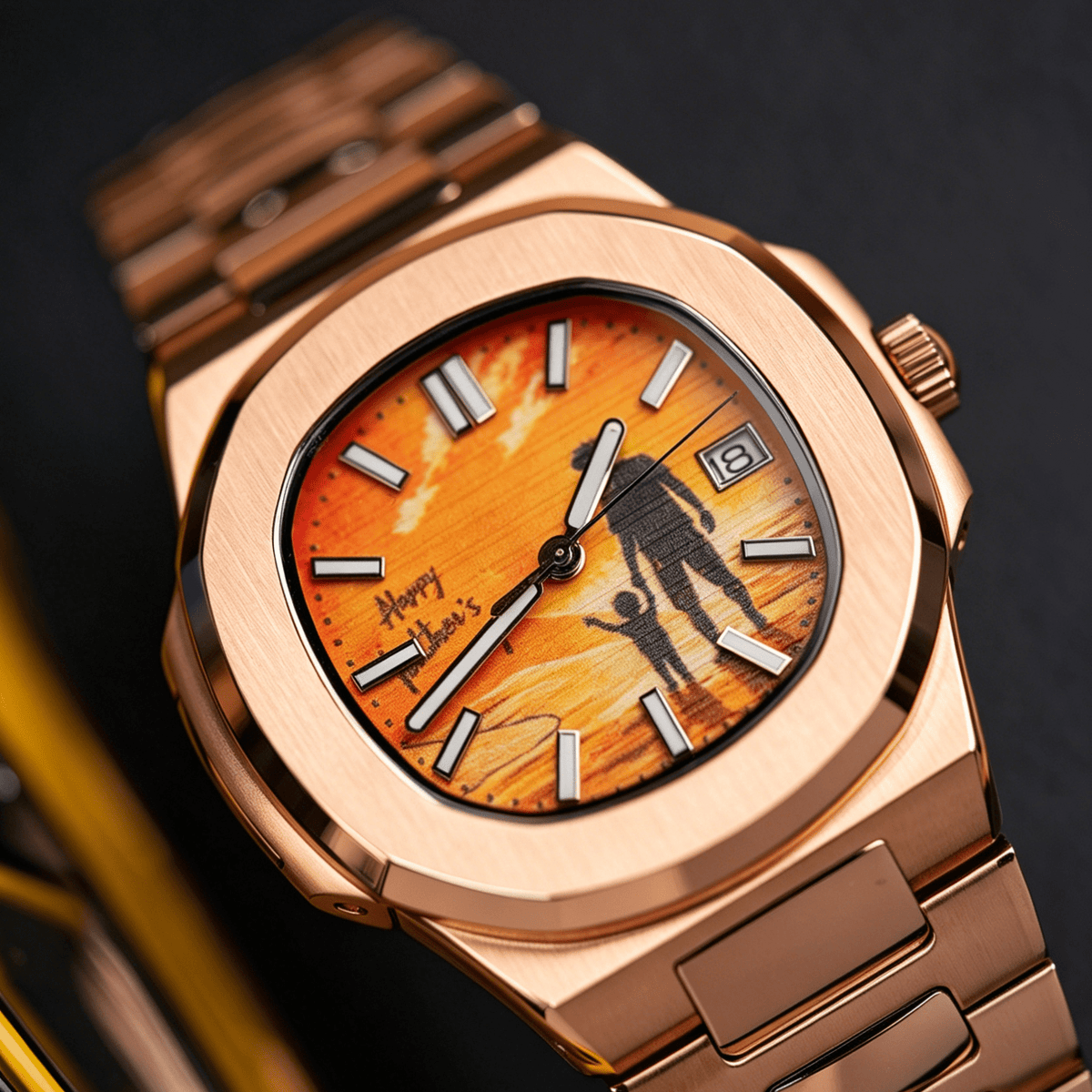 Custom Silhouette Photo Watch - Personalized Automatic Men's Watch (Rose Gold) - Watch Mod Lab