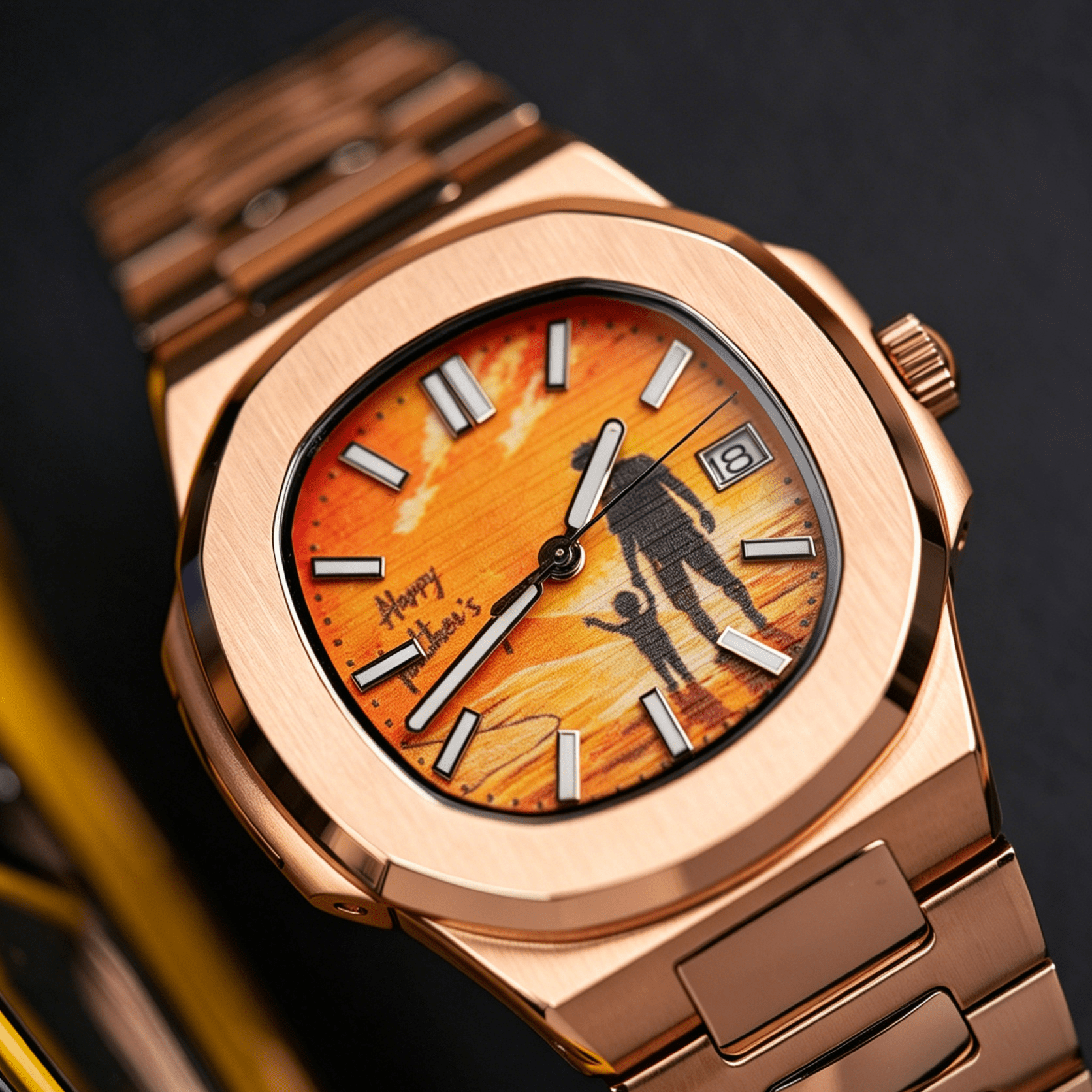Custom Silhouette Photo Watch - Personalized Automatic Men's Watch (Rose Gold) - Watch Mod Lab