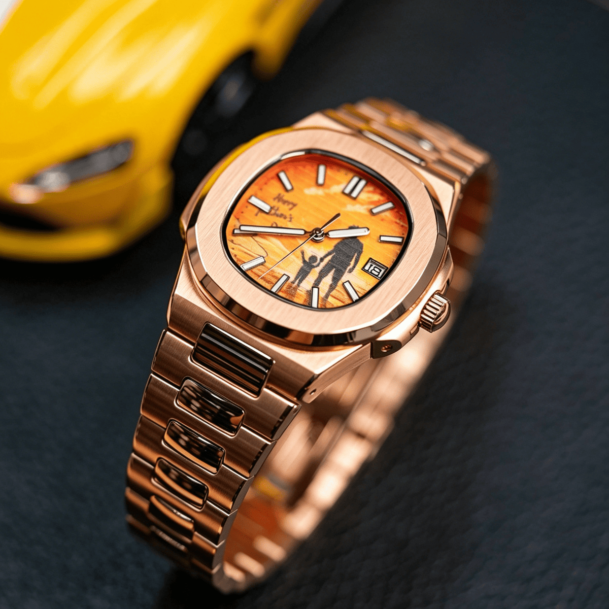 Custom Silhouette Photo Watch - Personalized Automatic Men's Watch (Rose Gold) - Watch Mod Lab