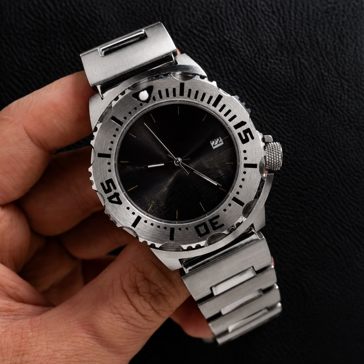Hardcore Tool Style Black Dial Dive Steel Bracelet Automatic Watch - Watch Mod Lab