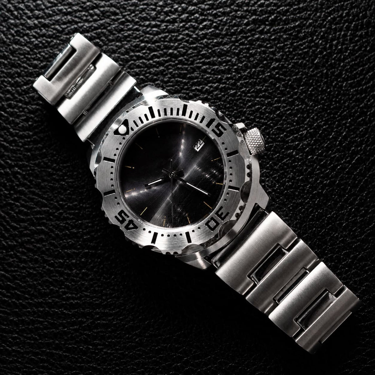 Hardcore Tool Style Black Dial Dive Steel Bracelet Automatic Watch - Watch Mod Lab