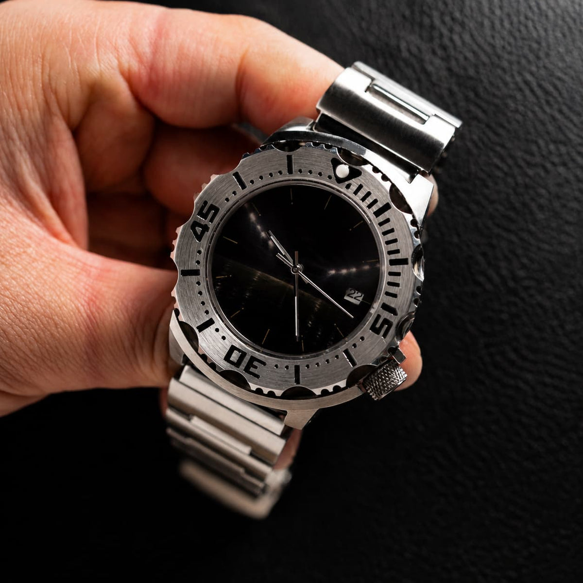 Hardcore Tool Style Black Dial Dive Steel Bracelet Automatic Watch - Watch Mod Lab