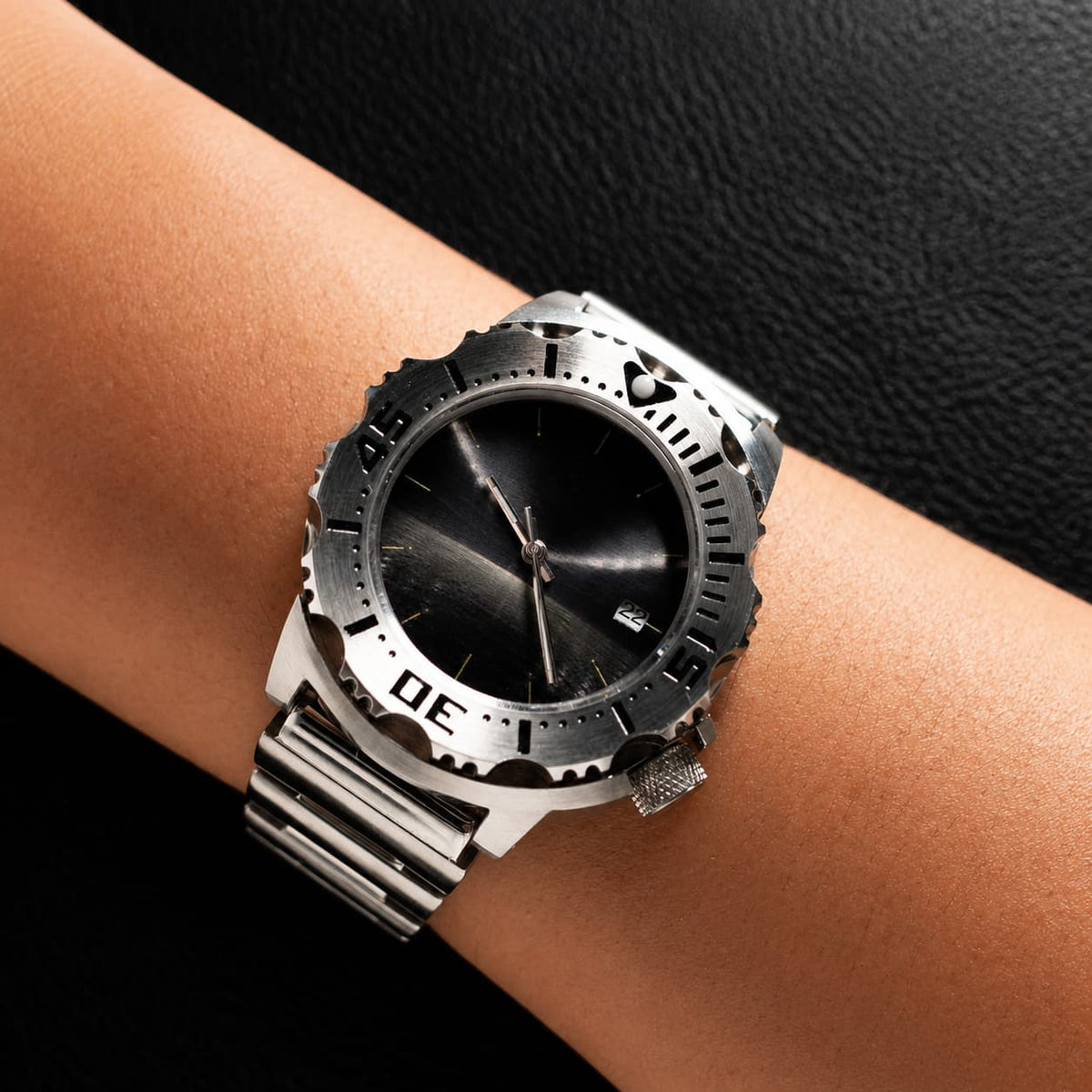 Hardcore Tool Style Black Dial Dive Steel Bracelet Automatic Watch - Watch Mod Lab