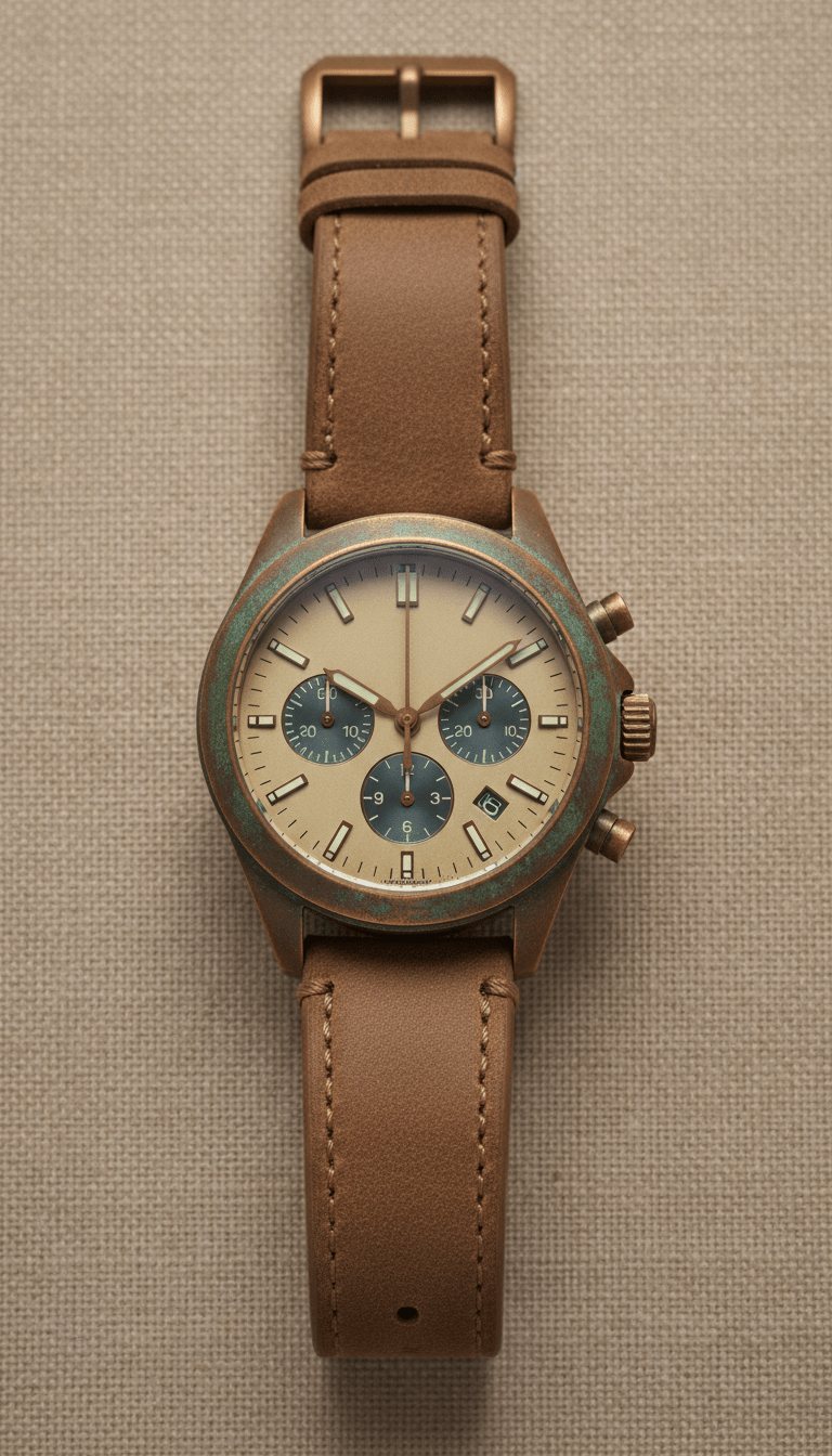 Patina Bronze Custom Chronograph - Watch Mod Lab