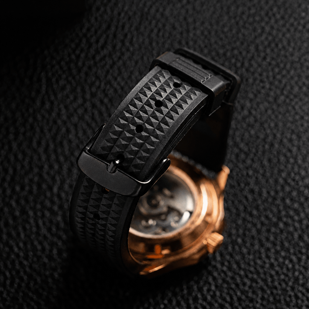 Rose Gold Octagonal Case Tapestry Dial Leather Strap Automatic Watch - Watch Mod Lab
