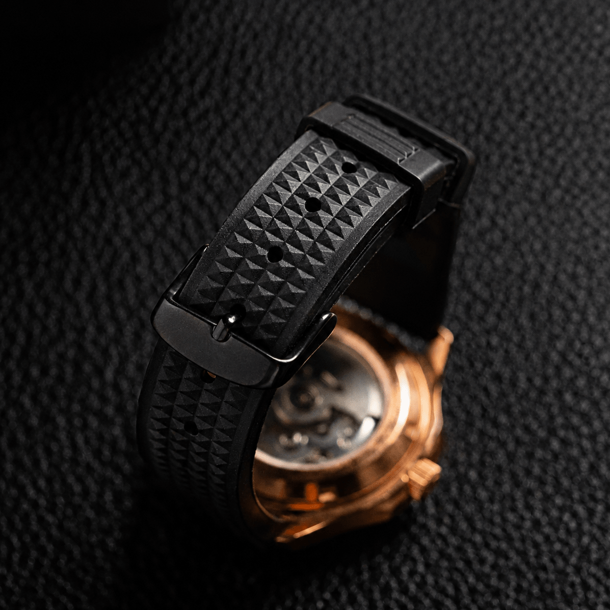 Rose Gold Octagonal Case Tapestry Dial Leather Strap Automatic Watch - Watch Mod Lab