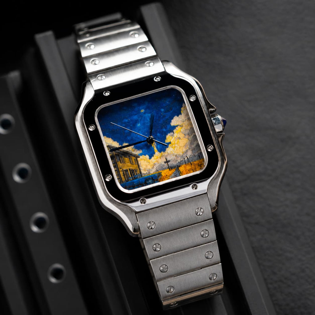 Square Screw Bezel Van Gogh Art Dial Automatic Watch - Watch Mod Lab