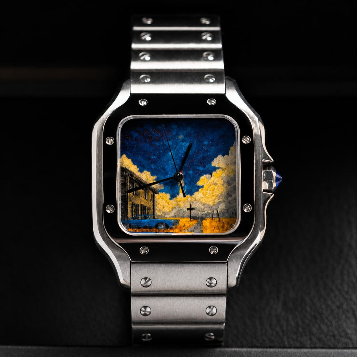 Square Screw Bezel Van Gogh Art Dial Automatic Watch - Watch Mod Lab